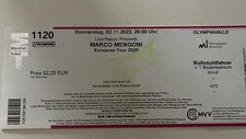 Konzert Marco Mengoni /München Olympiahalle 2.11.2023 für Rollstuhl+Begleitper