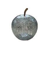 LED Bruch Glas Apfel 16 cm - silber - Deko Frucht Tisch Leuchte Batterie Timer