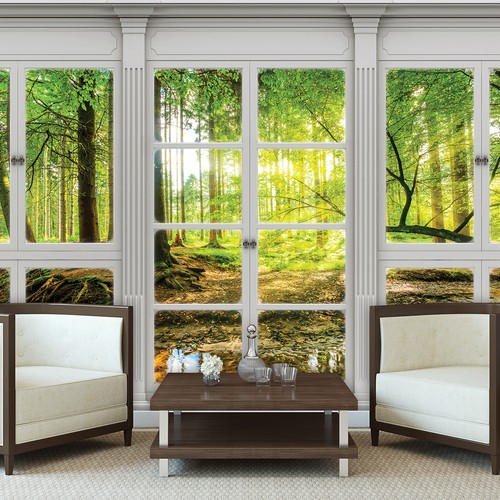Fenster natur wald vlies - natur,