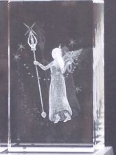 KRISTALLENGEL Laserblock@3D ENGELFEE GEÄTZTES RELIGIÖSES BILD@PAPIERGEWICHT