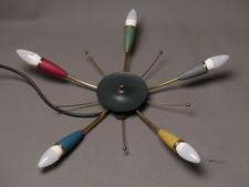 Stilnovo Sputnik Spinne Messing Kronleuchter Deckenlampe 5 x E14 50er Jahre 50s
