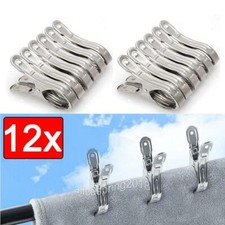 12x Edelstahl Wäscheklammern Badetuch Strandtuch Handtuch Wäsche Clips Groß DJ