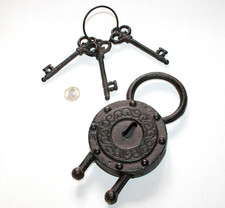 Schlüssel Eisen Rost-Optik 3 Stück Schloss DEKO 974 Gramm Ø 10cm Länge 20cm