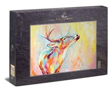 ULMER PUZZLESCHMIEDE "Bunter Hirsch" modernes Ölgemälde als 1000 Teile PUZZLE 