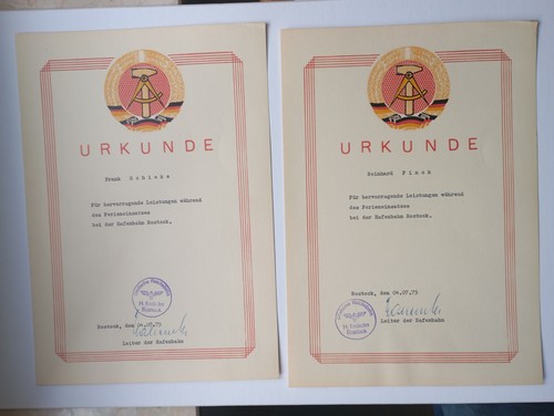 Ddr urkunde hafenbahn - ddr,