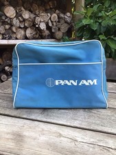 Vintage Retro 70er Pan Am Airlines blau Baumwolle Canvas Flug Schultertasche