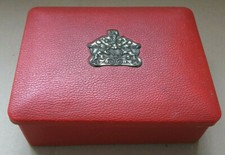 EDUSCHO Kiste Kaffee Blechdose rot 70er Jahre Kunstleder mit Emblem Bremen