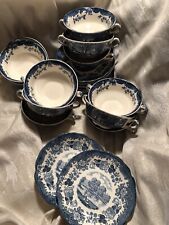 Royal Worcester Palissy 1790 Avon Scenes 12 Pers.  Suppentasse Schale+Teller RAR