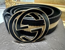 Orig. Gucci Gürtel Damen, in Farbe Schwarz/Beige, Gr. 90