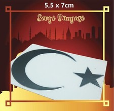 Türkei, Türkiye, Ay Yildiz Silber CHROM 3D Metall Aufkleber Sticker 5,5x7cm