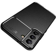 Hülle für Samsung Galaxy S22 Schutzhülle Silikon Case Schwarz Cover Carbon Optik