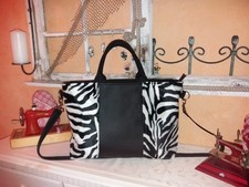 Selbstgenähte Handtasche Kunstfell in Kombination mit Kunstleder Umhängetasche
