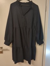 Kleid Midi Rüschen Volant Stufen Marine Dunkelblau Edel XL 44 Neu Maxi Instagram