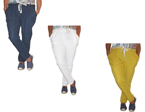 Leinen hose 100 mit - leinen,