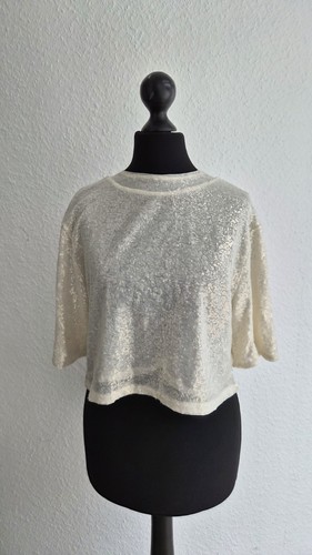 Pailettentop weiss creme - h&m,