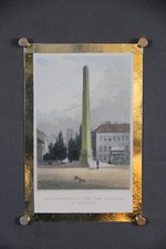 Stahlstich koloriert München Carolinenplatz Obelisk Architektur München um 1850