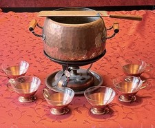 Stöckli,Swiss,Fondue/Feuerzangenbowle Set,Kupfertopf,gehämmert,Vintage 