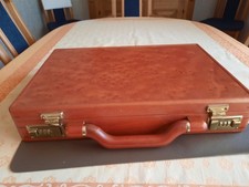 Aktenkoffer aus Holz mit Zahlenschloss , Wurzelholz Koffer