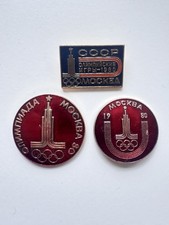 Moskau 1980 Olympia Abzeichen UdSSR – 3 Stück Box Original Sowjet Vintage