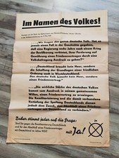 Altes Wahl Plakat DDR Remilitarisierung ,Abschluß eines Friedensvertrages 1951