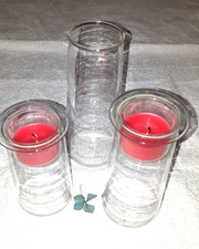 Partylite P91205 Symmetrie gebraucht Topzustand 3Vasen + 2 Votivkerzenhalter