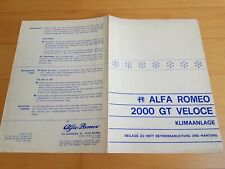 BETRIEBSANLEITUNG manual handbook Alfa Romeo 2000 GT Veloce Klimaanlage 1972