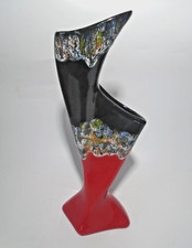 Vintage San Marino 34 cm 131/2" skulpturale Freeform Vase Titano rot Fat Lava Stil