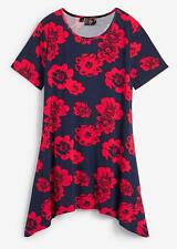 Neu Longshirt mit Zipfel Gr. 36/38 Dunkelblau Erdbeere Damen-Shirt Tunika