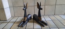 paar ägyptische Holz Statuen"Anubis"sitzende Hunde"Gottheit"
