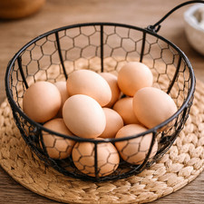 Eierkorb Metall Draht mit Huhn