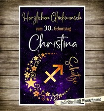 1 Karte Geschenk - jeder Geburtstag mögl. + Name - Sternzeichen : Schütze