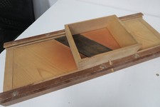 großer alter Krauthobel - Gemüsehobel -  Hobel mit Schlitten und 3 Messer - Holz