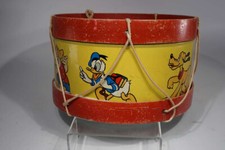 vintage Walt Disney Donald Duck , Mickey Mouse Kindertrommel aus Blech/Holz
