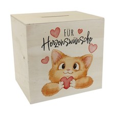 Katze Spardose aus Holz mit