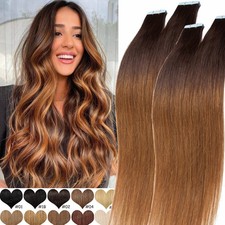 40 Stück Tape in Haar Extensions Remy Echthaar Haarverlängerung Ombre 100g Dick
