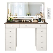 Eitelkeit Schminktisch mit LED-Spiegel Schreibtisch 11 Schubladen Ankleidezimmer