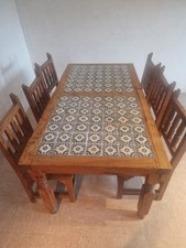 Mexikanischer Esstisch Holz Mit Sechs Stühlen. Vintage Shabby Chic