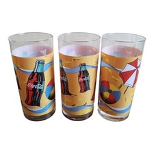 3x Coca Cola Beach Nostalgie Cocktail Gläser Vintage Beach Strand Werbung