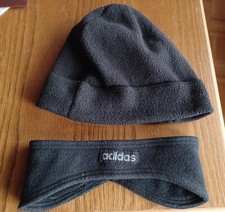 Stirnband "adidas" und Mütze, anthrazit, unisex, Einheitsgröße, getragen