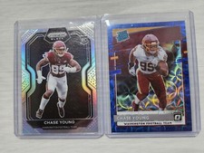 Chase Young RC 2020 Silver Prizm Black + Optic Blue Hyper Panini NFL