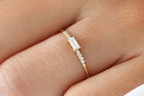 Solitär goldring mit - goldring, baguette