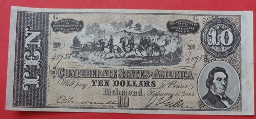 Banknote dollar confederate - banknote, 10