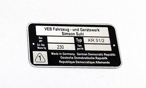 Rahmenplakette typenschild - rahmenplakette,