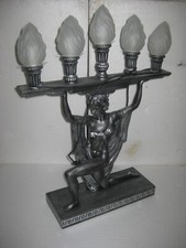 Barocke Antike Tischlampe  " Medusa" Tischleuchte 5-flampig Flammenglas Höhe81cm