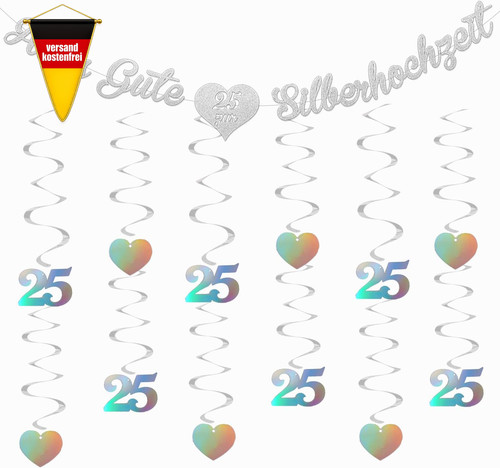 Silberhochzeit deko set - silberhochzeit,