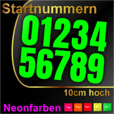 Startnummern NEON Zahlen Aufkleber ++ 10cm ++ Motorrad Auto Rennnummer PKW Zahl