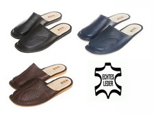 Herren Echtleder Leder HausSchuhe  Pantoffeln Latschen Schlappen 40-46 #257-259#