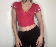 Crop Top Pink Kurzärmelig