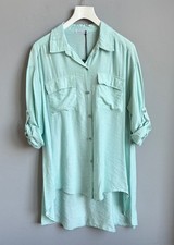 Damen lange Bluse Hemdbluse