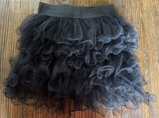 Mädchen & Damen Tutu Tüll Volant Rüschen Rock Tüllrock Minirock Schwarz Onesize